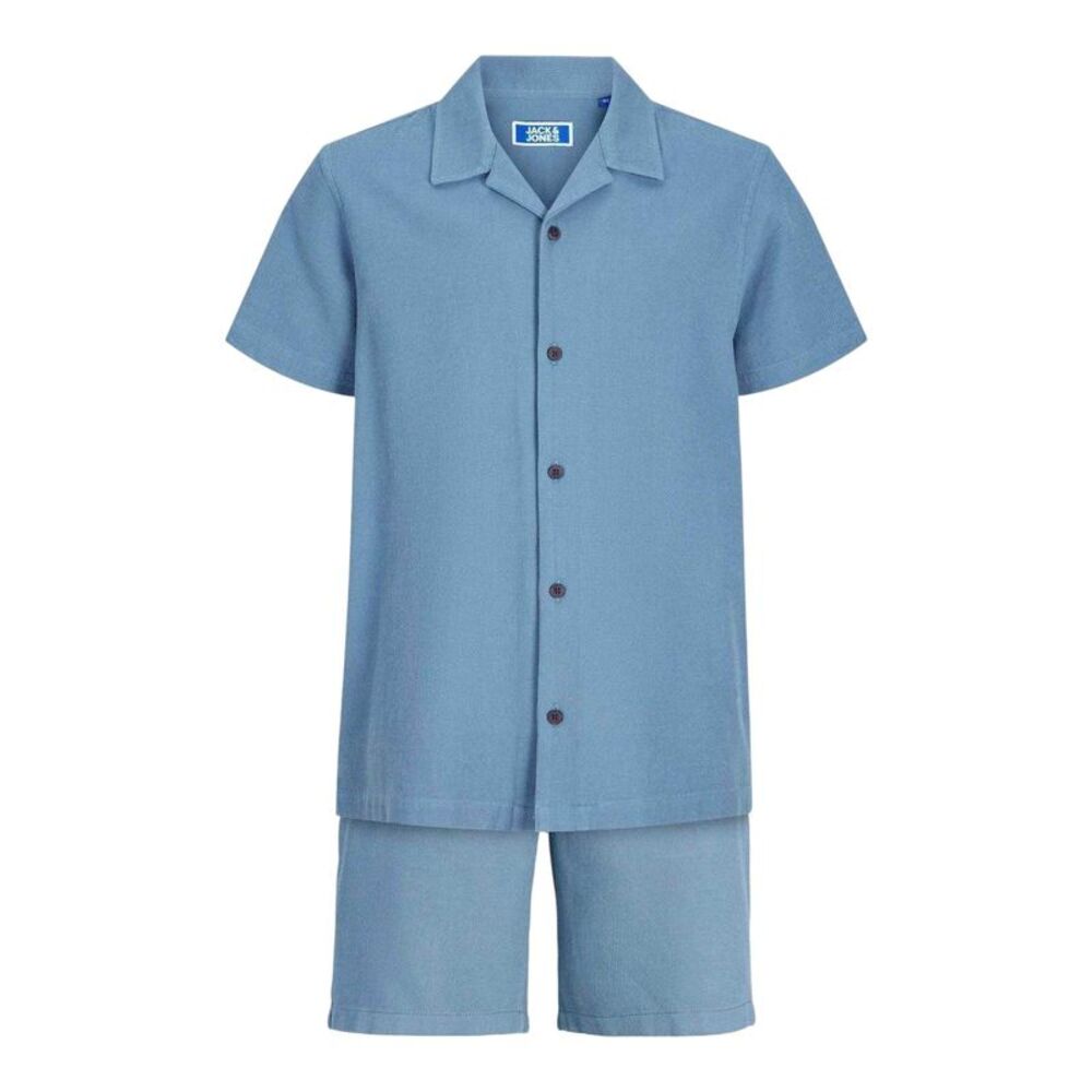 Jack And Jones Boys Plain Waffle Top & Bottom Set / Blue Mirage